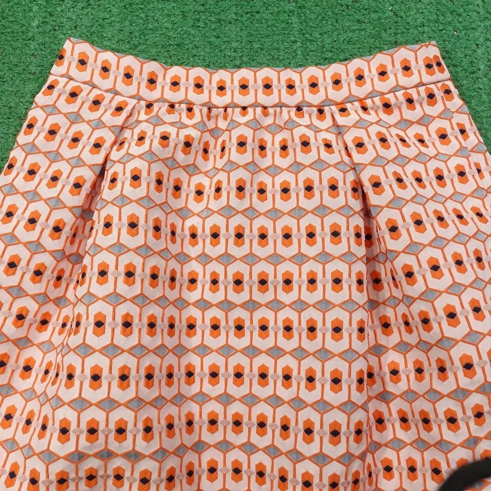 J Crew Skirt Womens 00‎ Orange Pink Geometric A Line Lined 100% Polyester Mini